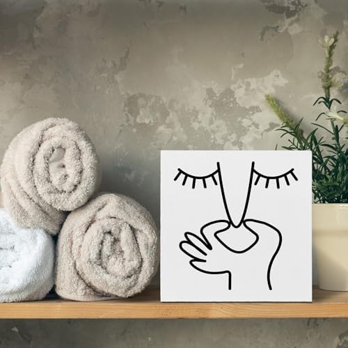 Funny Bathroom Decor Wooden Box Sign 5x5 Inch