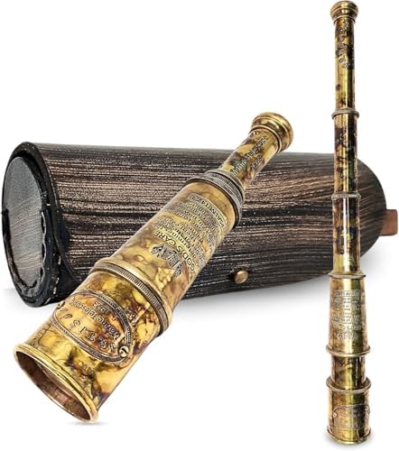 Vintage Brass Spyglass Telescope with Leather Case