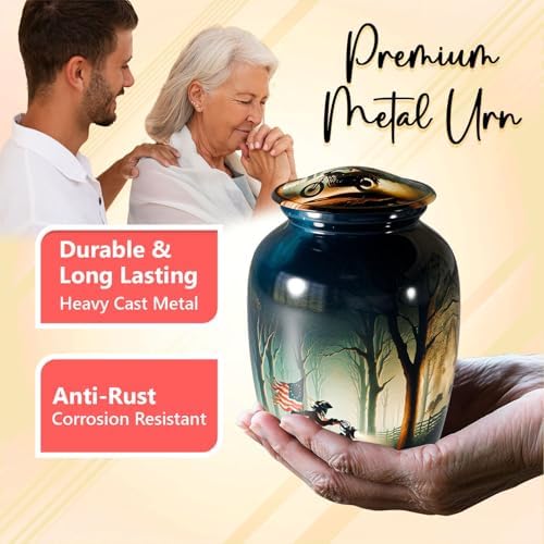 Patriotic Cremation Urn with Eagle and Flag Design