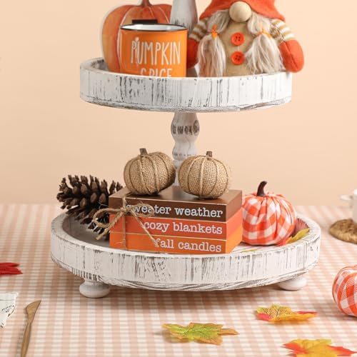 Fall Wood Book Stack with Maple Leaves and Pumpkins