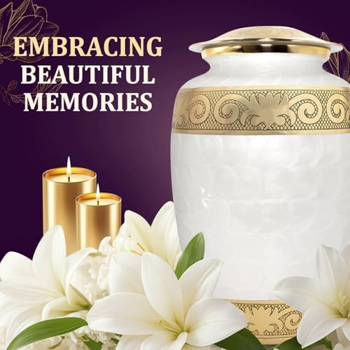 Elegant Metal Urn with Gold Trim for Women