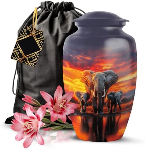Yatskia Sunset Safari Elephant Cremation Urn 10 Inch