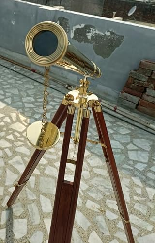 Handmade Nautical Double Barrel Telescope with 39-Inch Tripod