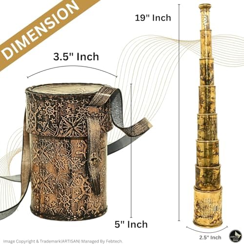 Antique Brass Telescope with Leather Case