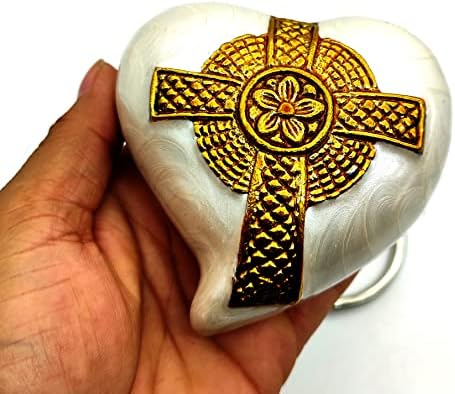 Jesus Cross Heart Keepsake Urn - Mini Cremation Urn for Ashes