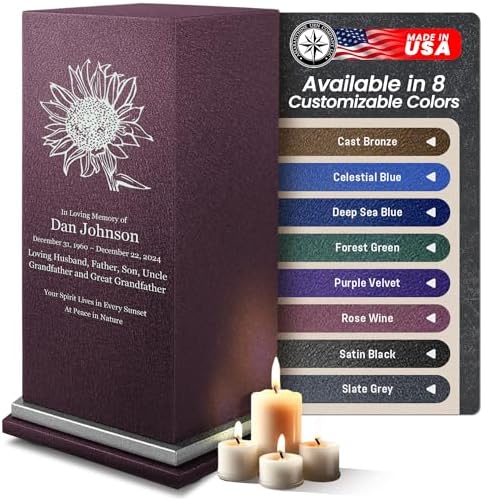 Amaranthine Urn Decorative Cremation Urn with Custom Sunflower Design
