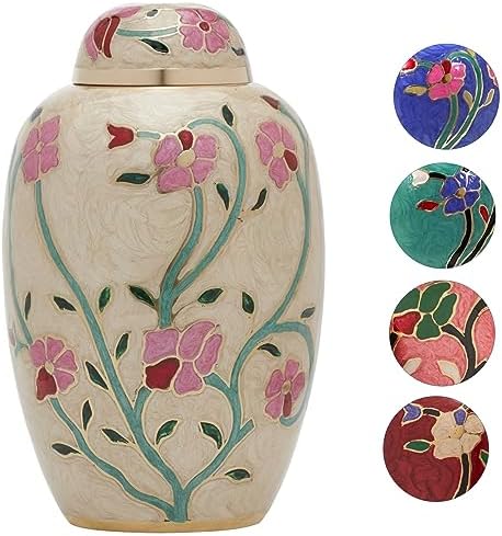 Flora Cream Cremation Urn with Lacquer Finish