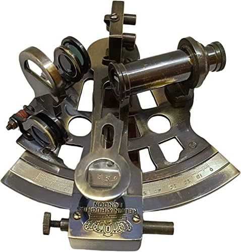 German Model Nautical Brass Sextant with Leather Box