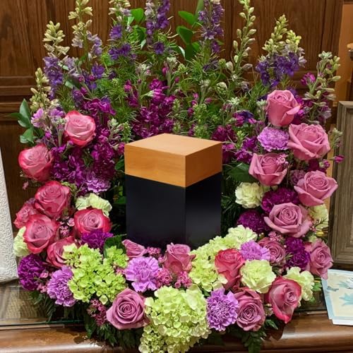 Nyutu Urn for Ashes Adult Male 6x6x10 Inches Large Wood Urn