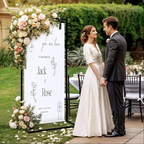 OurWarm Metal Wedding Sign Stand with Adjustable Height and Decorative Bundle