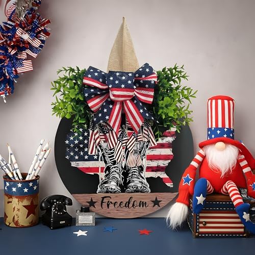 Patriotic Wreath With Flag and Boots for Ceremonies