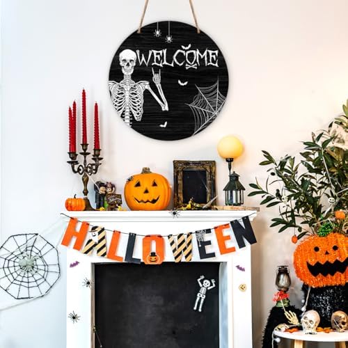 Zyoge Halloween Skeleton Welcome Sign Door Decor