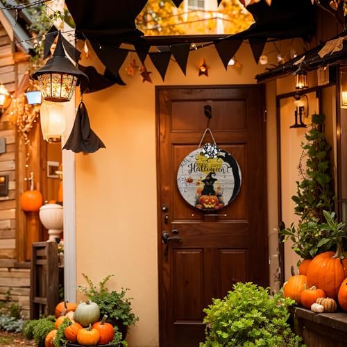 Happy Halloween Black Cat Door Sign