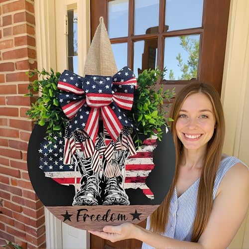 Patriotic Wreath With Flag and Boots for Ceremonies