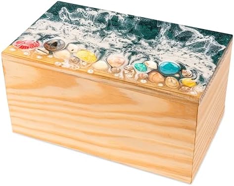 Grey Ocean Shells Wooden Urn - Small 130 Cuin