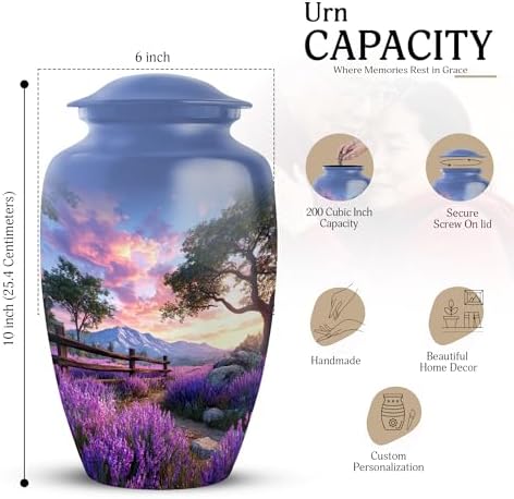 Lavender Blue Cremation Urn for Human Ashes - 10 Inch