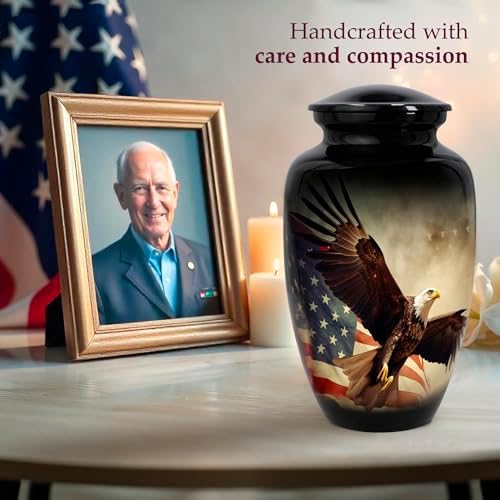 Trupoint Memorials Large Black Cremation Urn for Human Ashes