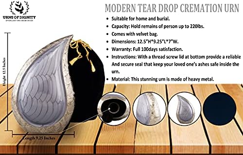 Cremation Urn Modern Teardrop Design for Human Ashes Adult Funeral Burial Home