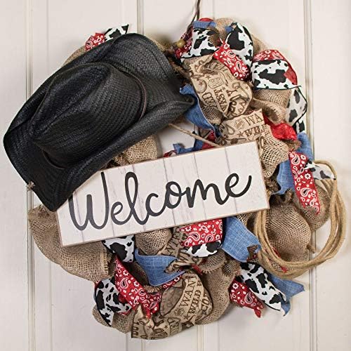 GiftWrap Etc White Wooden Welcome Fence Sign 15x5