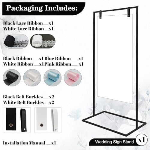 OurWarm Metal Wedding Sign Stand with Adjustable Height and Decorative Bundle