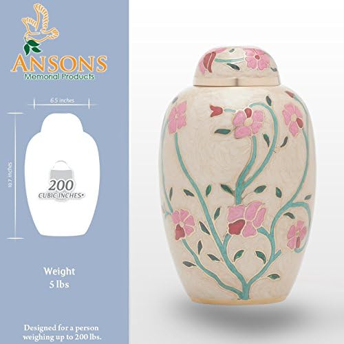 Flora Cream Cremation Urn with Lacquer Finish