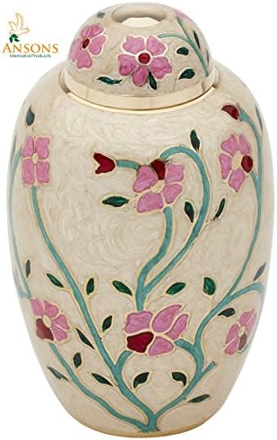Flora Cream Cremation Urn with Lacquer Finish