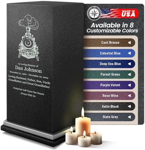 Customizable Cremation Urn with Train Locomotive Design