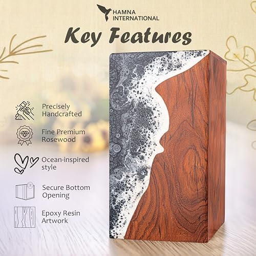 Grey Ocean Rosewood Cremation Urn for Men