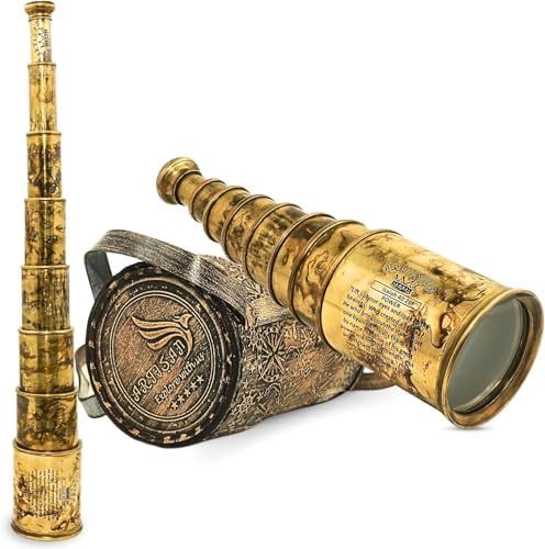 Antique Brass Telescope with Leather Case