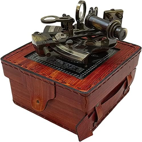 German Model Nautical Brass Sextant with Leather Box