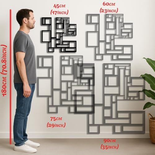 BONPERLA Geometric Wall Art Black 6 Sizes
