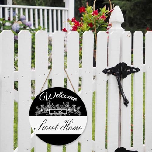 Rustic Round Welcome Door Wreath Sign 12in Wooden Decor
