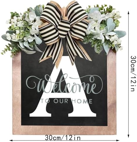 ELEFOCUS Last Name Front Porch Decor Welcome Sign Wreath