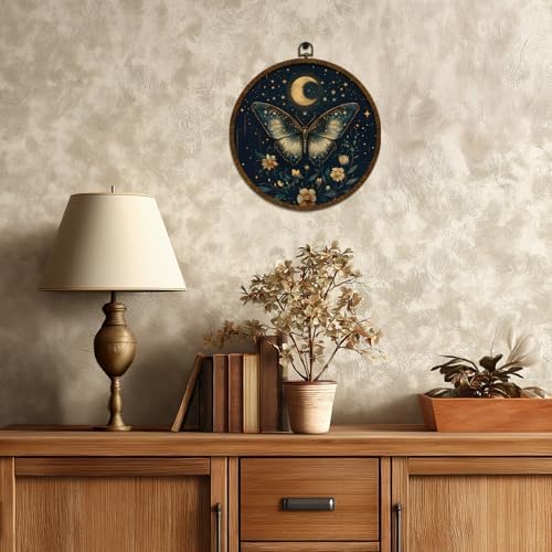 KLYTINK Celestial Butterfly Round Wall Art Canvas Print