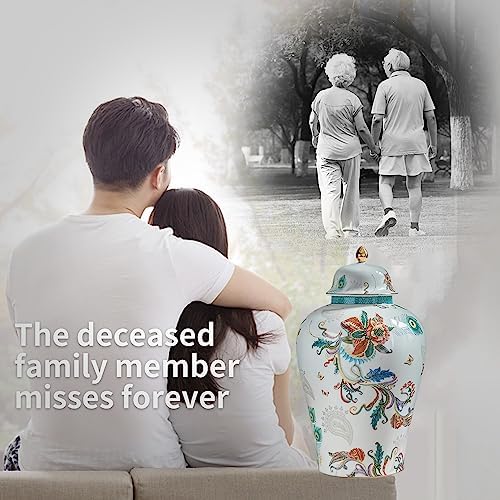 Peacock Flowers Ceramic Urn for Ashes - 116 Inch Large Urn