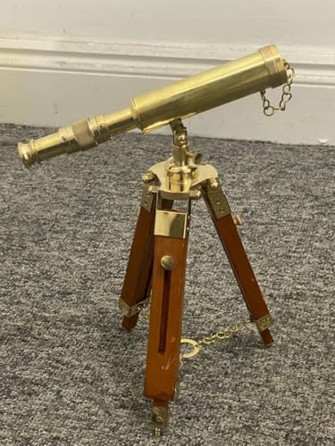 Handmade Antique Brass Telescope with Tripod Stand