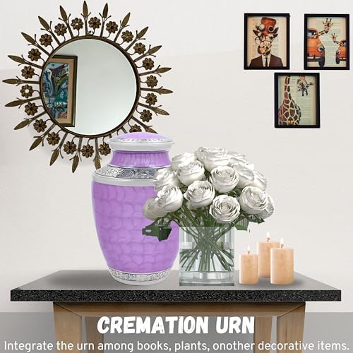 Handcrafted Lightweight Metal Memorial Urn - Purple Silver