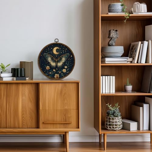 KLYTINK Celestial Butterfly Round Wall Art Canvas Print