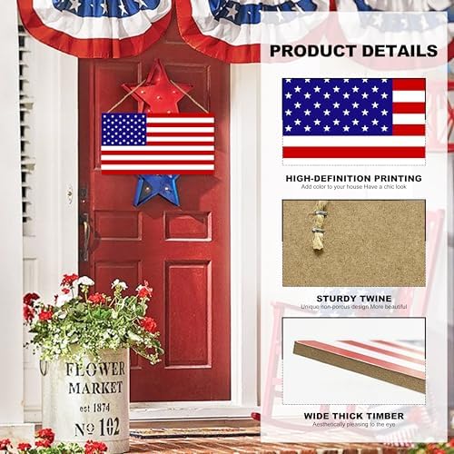 American Flag Door Hanging Sign with Strap