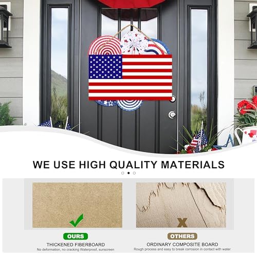 American Flag Door Hanging Sign with Strap