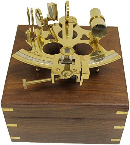THOR INSTRUMENTS 6 Inch Brass Astrolabe Sextant with Wooden Box