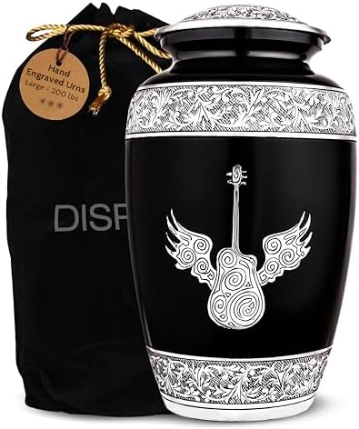 Hand Engraved Guitar Urn for Human Ashes