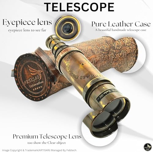 Nautical Pirate Brass Telescope with Leather Case