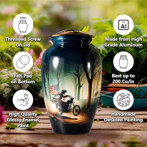 Patriotic Cremation Urn with Eagle and Flag Design