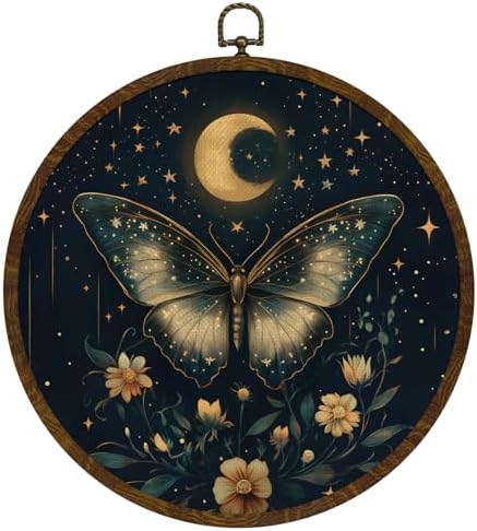 KLYTINK Celestial Butterfly Round Wall Art Canvas Print