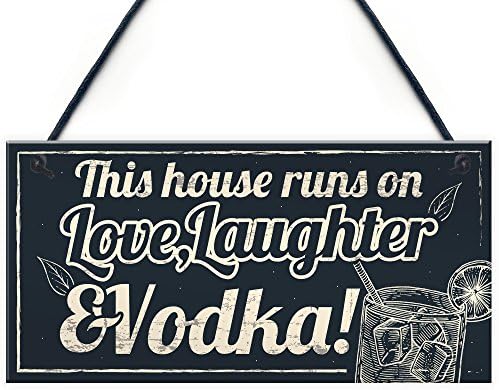 Fun Laughter Vodka Kitchen Plaque for Home Bar Pub Gift