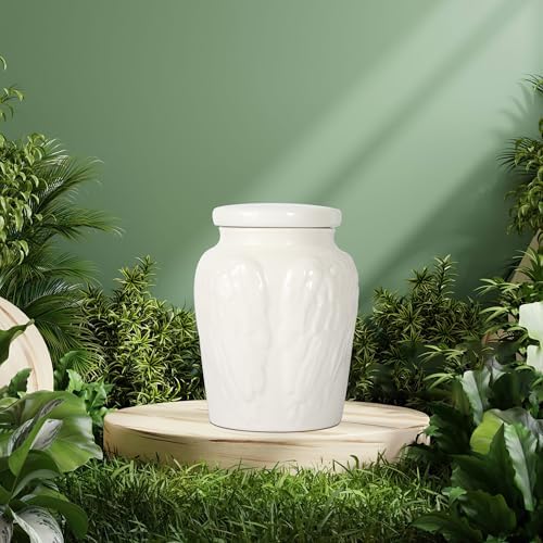 White Angel Wings Cremation Urn with Velvet Bag