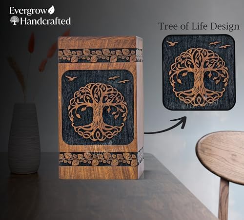 Wooden Cremation Urn - Celtic Tree of Life Design