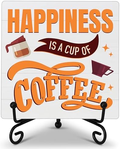 Coffee Bar Sign Decor with Iron Stand F16
