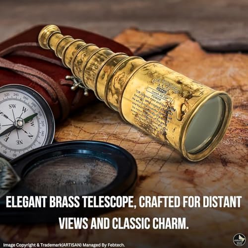 Antique Brass Telescope with Leather Case
